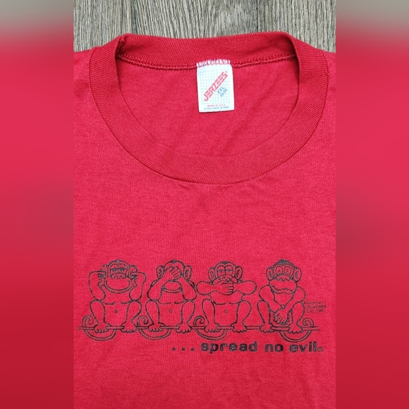 Vintage Super RARE 80s Monkey Business Spread No Evil T-Shirt 🐵 - Picture 2 of 8